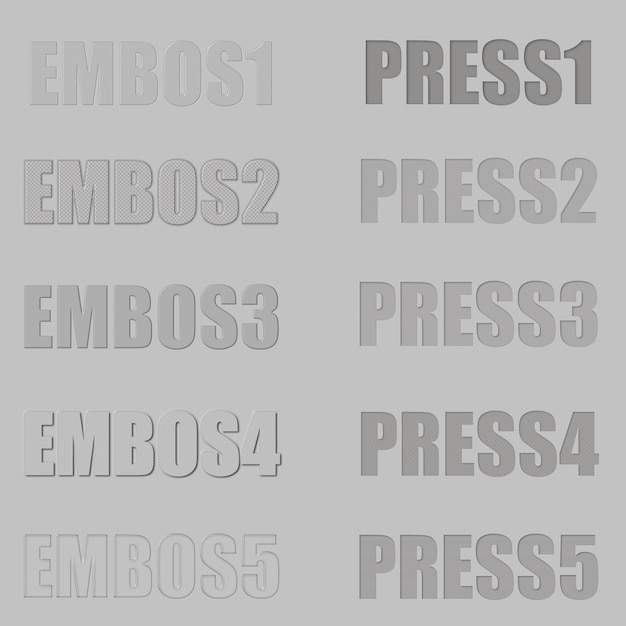 Photoshopテキスト効果のエンボスとプレスレイヤースタイル
