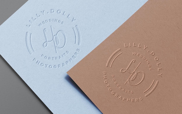 PSD emboss deboss paper logo mockup