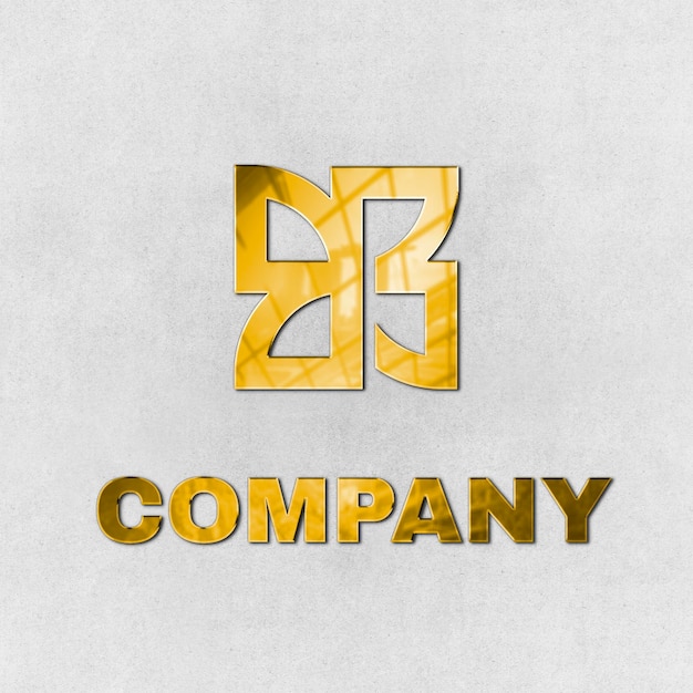 emboss logo mockup psd in gold for company with tag line here text