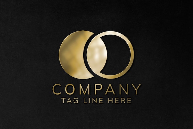 PSD emboss logo mockup psd in gold for company