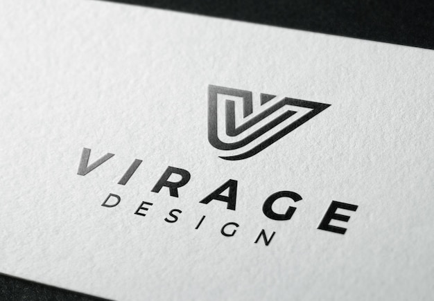 Embossed black logo mockup on business card