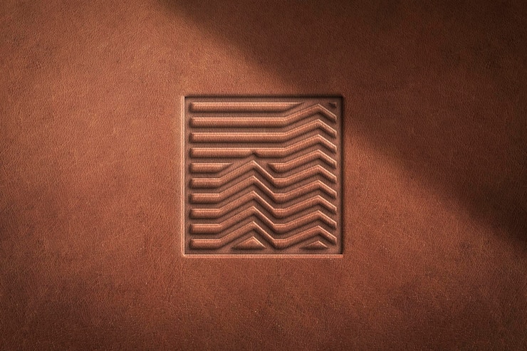 PSD embossed brown logo mockup