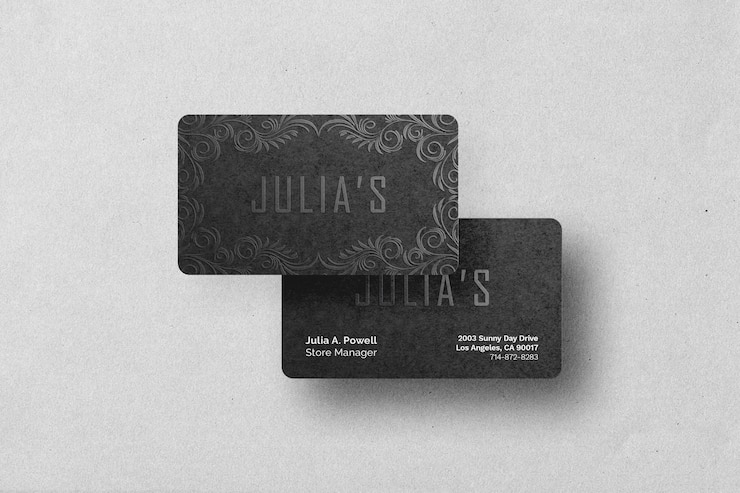 PSD embossed business card mockup