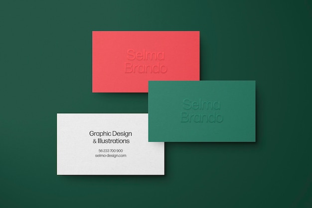 Embossed business cards mockup