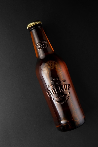 embossed effect on old bottle mockup