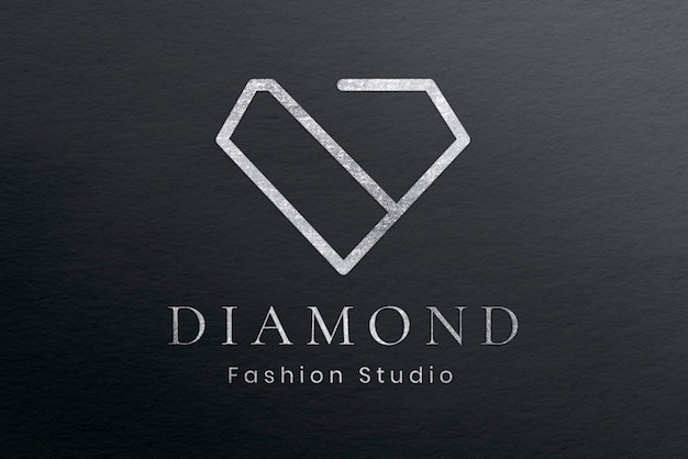 PSD embossed foil effect, business logo template in silver for jewelry brands psd