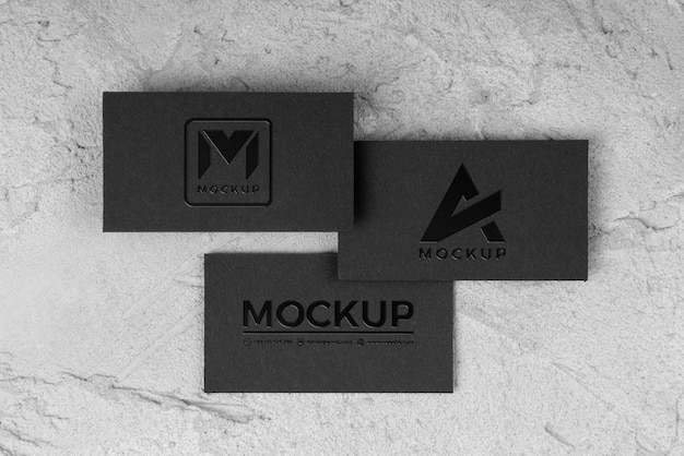 PSD embossed gloss business card mockup