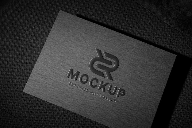 Embossed glossy horizontal business card mock-up design