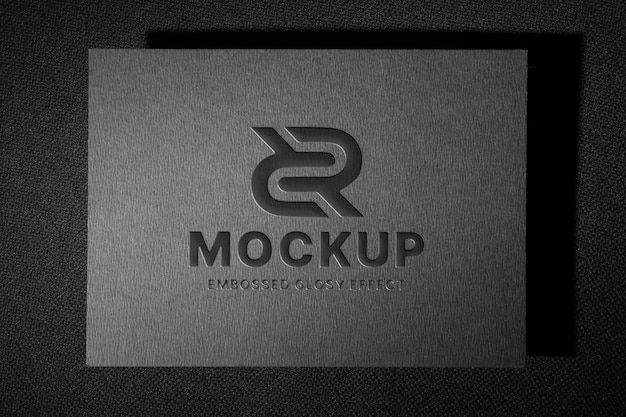 PSD embossed glossy horizontal business card mock-up design