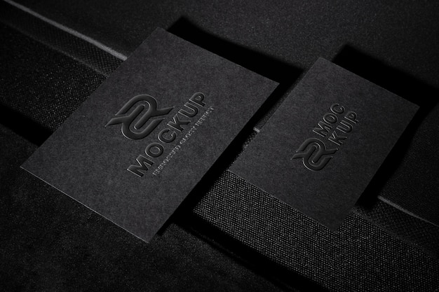 PSD embossed glossy horizontal business card mock-up design