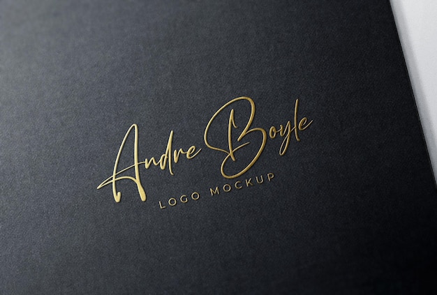 PSD embossed gold foil stamping logo mockup