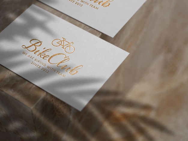 PSD embossed gold logo mockup on linen paper