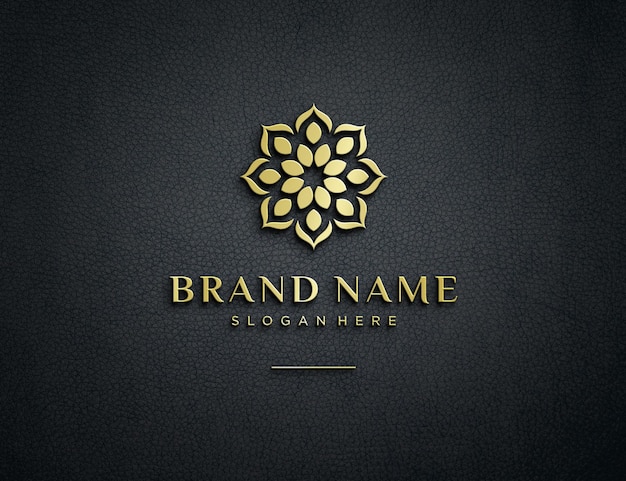 Premium PSD | Embossed gold logo mockup on textured leather