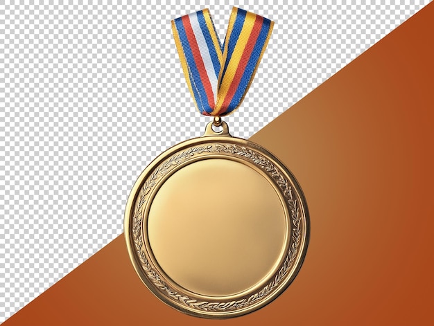 Embossed gold medal with transparent background
