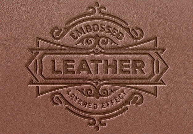 PSD embossed leather effect mockup design isolated