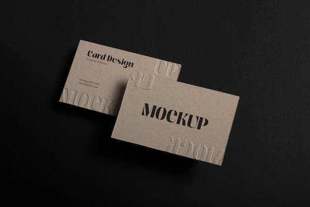 PSD embossed logo mockup on craft paper card