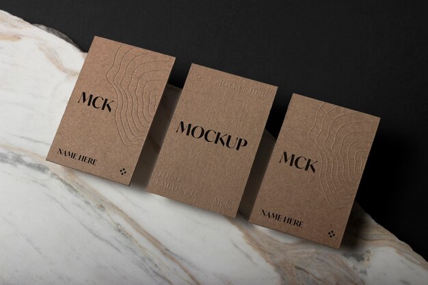 PSD embossed logo mockup on craft paper card