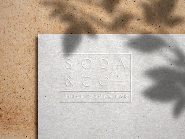 PSD embossed logo mockup on kraft paper