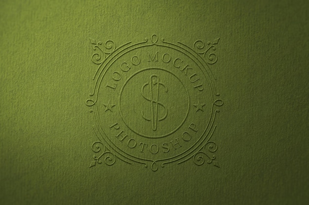 Embossed logo mockup on paper texture