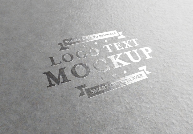 Embossed silver text effect on aluminium Mockup