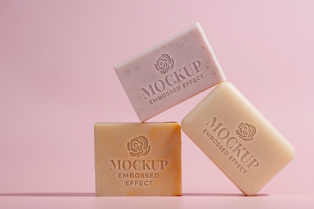 PSD embossed soap mockup design