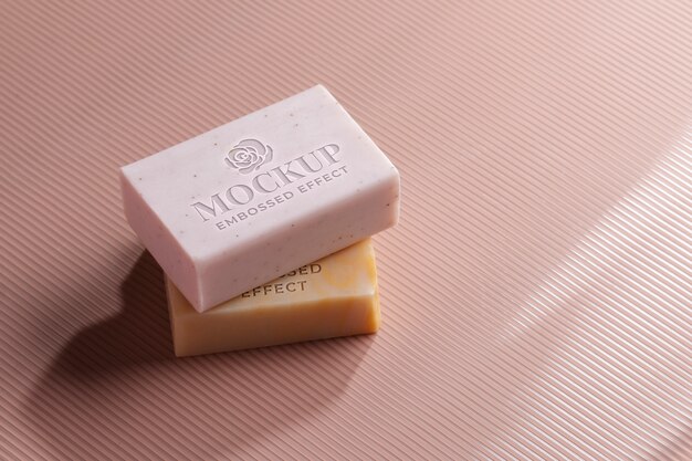 PSD embossed soap mockup design