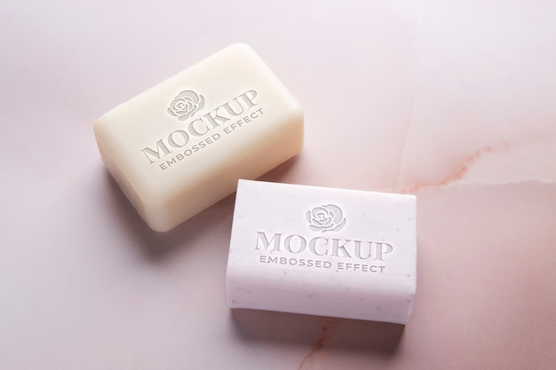 PSD embossed soap mockup design