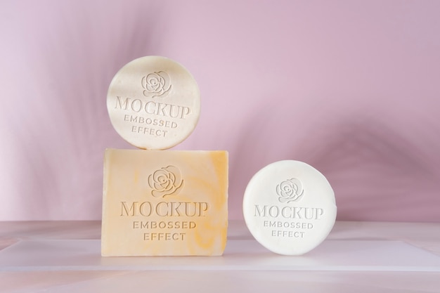 Embossed soap mockup design