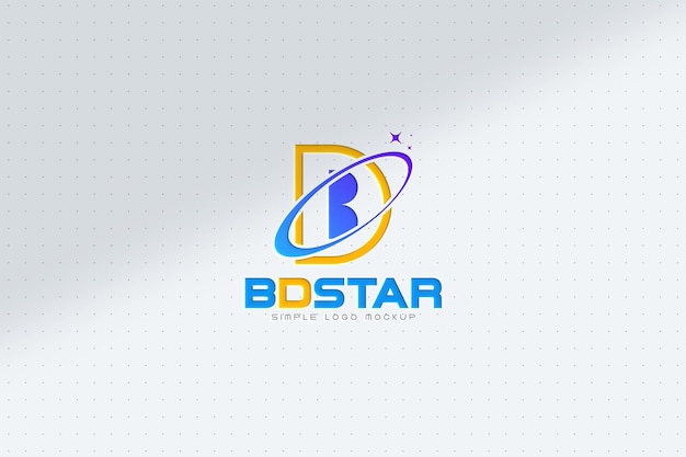 점선 종이에 양각된 부드러운 흰색 로고 모형