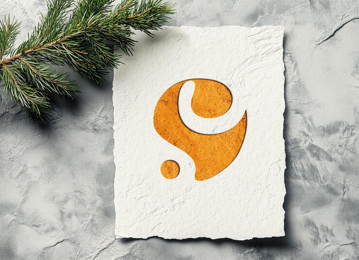 PSD embossed white paper logo mockup