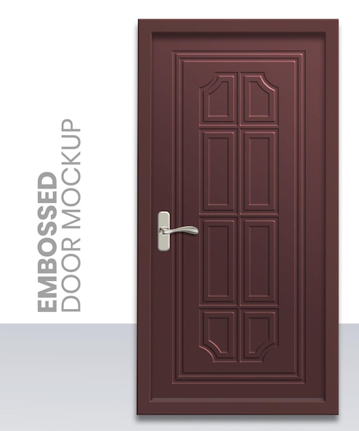 PSD modello mockup porta in legno goffrato