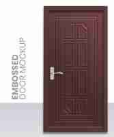 PSD embossed wooden door mockup template