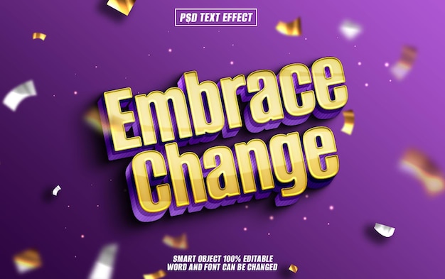 embrace change text effect font editable typography 3d text
