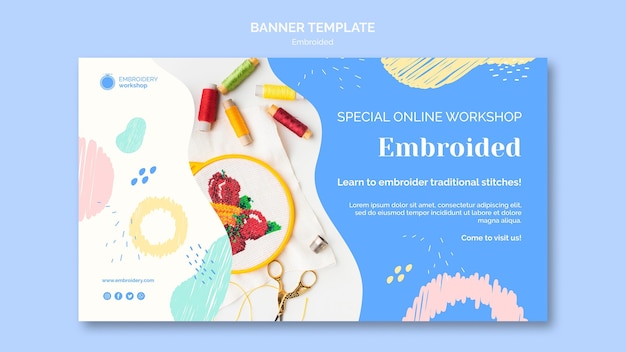 PSD embroided banner template
