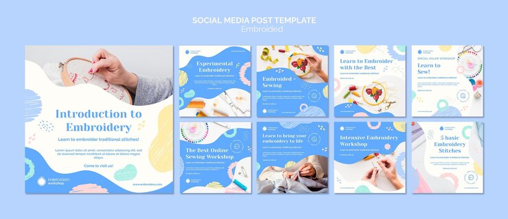PSD embroided social media post