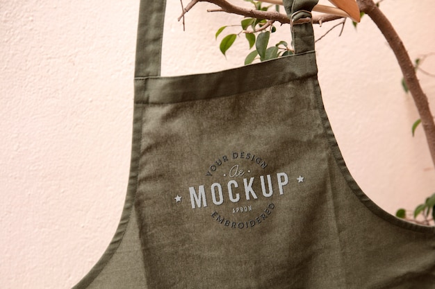 PSD embroidered apron mockup design