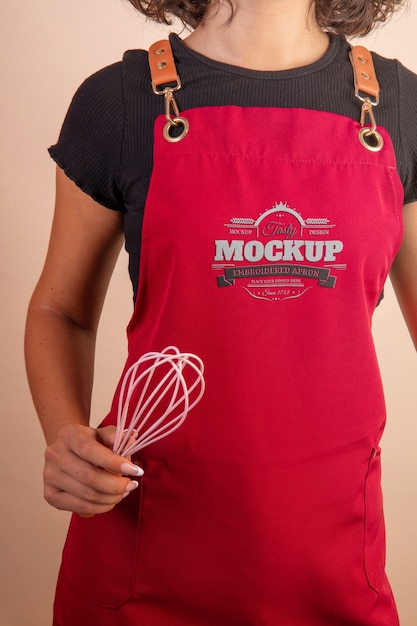 PSD embroidered apron mockup design