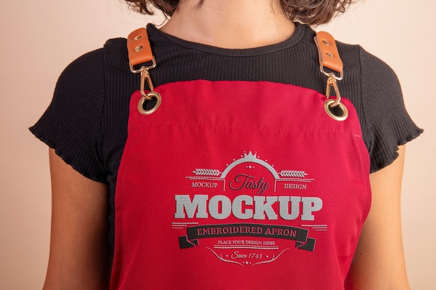 PSD embroidered apron mockup design