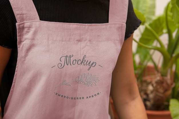 Embroidered apron mockup design