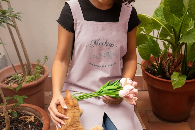 PSD embroidered apron mockup design