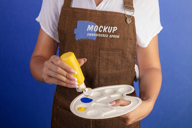 PSD embroidered apron mockup design