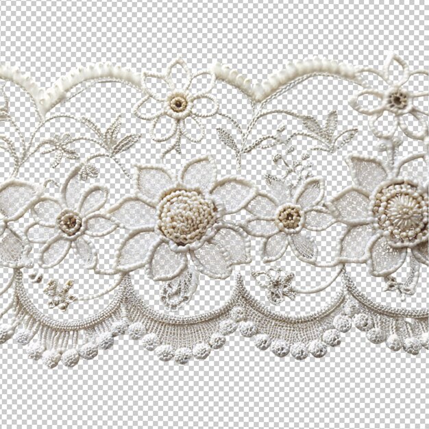 Embroidered lace on transparent background