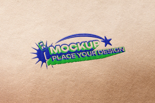 PSD embroidered logo mockup on fabric