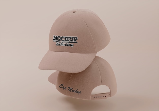 PSD embroidered logo and pin on cap mockup