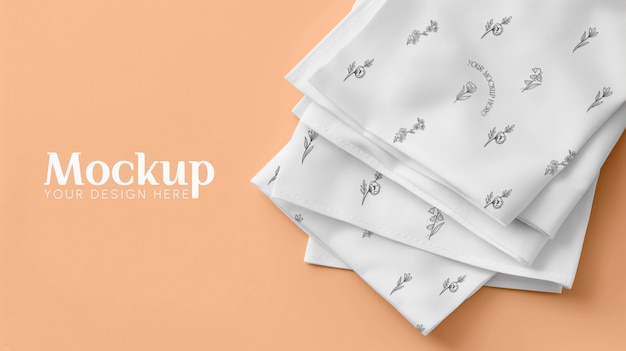 PSD embroidered napkin mockup  design