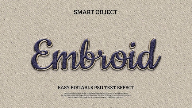 PSD embroidery easy editables psd smart objext text effect