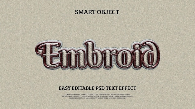 embroidery easy editables psd smart objext text effect