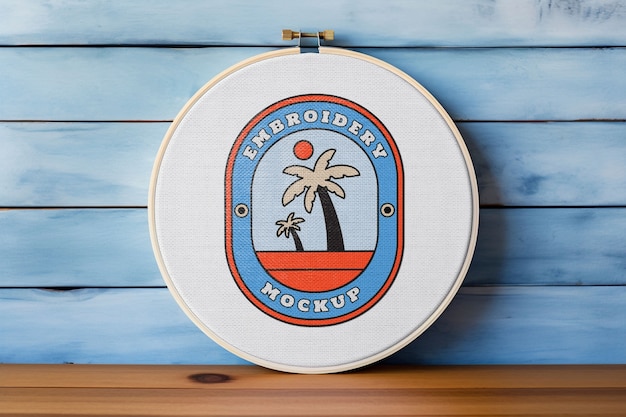 PSD embroidery frame mockup