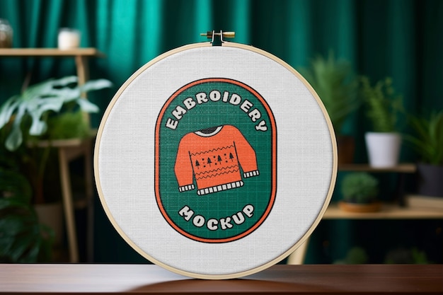 PSD embroidery frame mockup