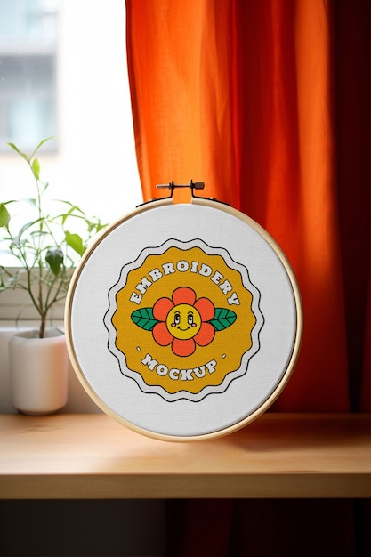 PSD embroidery frame mockup